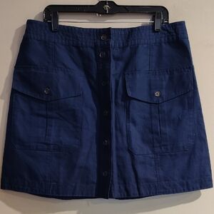 Banana Republic Women's 16 Navy Button Front Mini Skirt